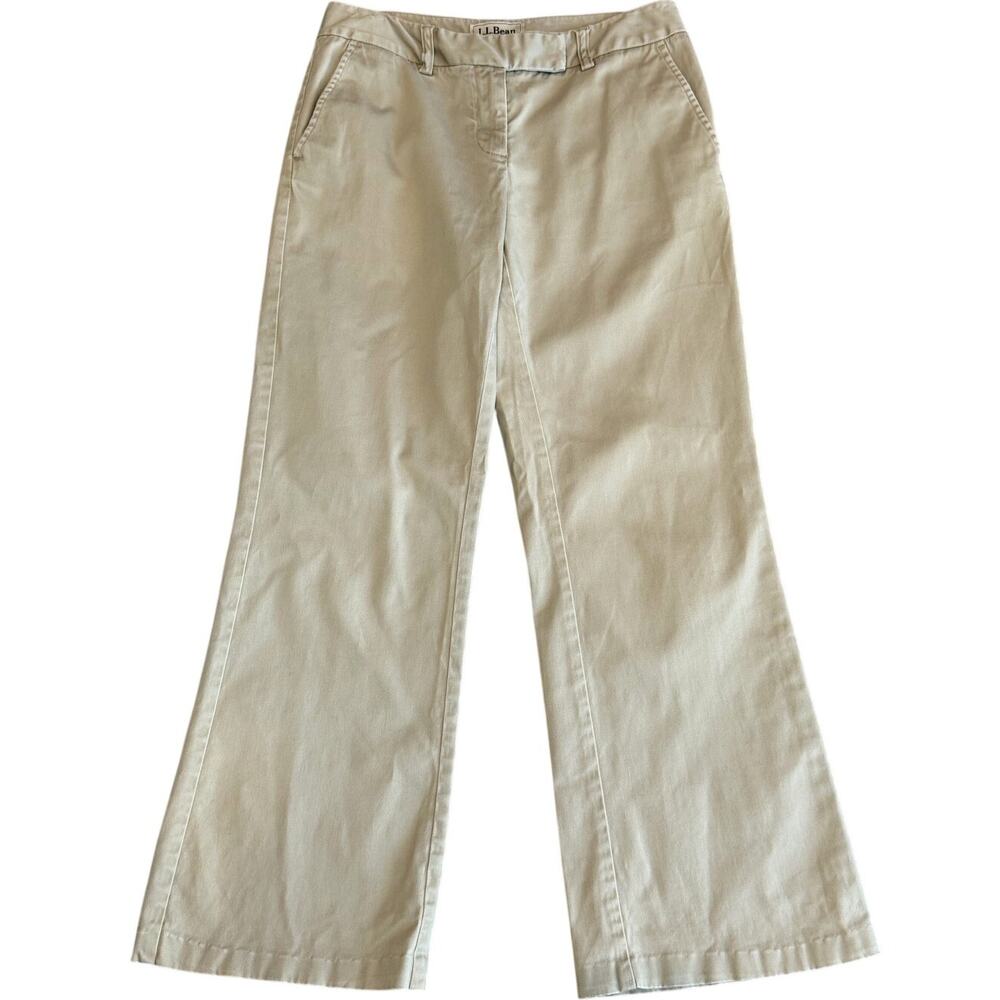 L.L.Bean Favorite Fit Chino Pants Womens 6 Beige Straight Minimalist Classiccore